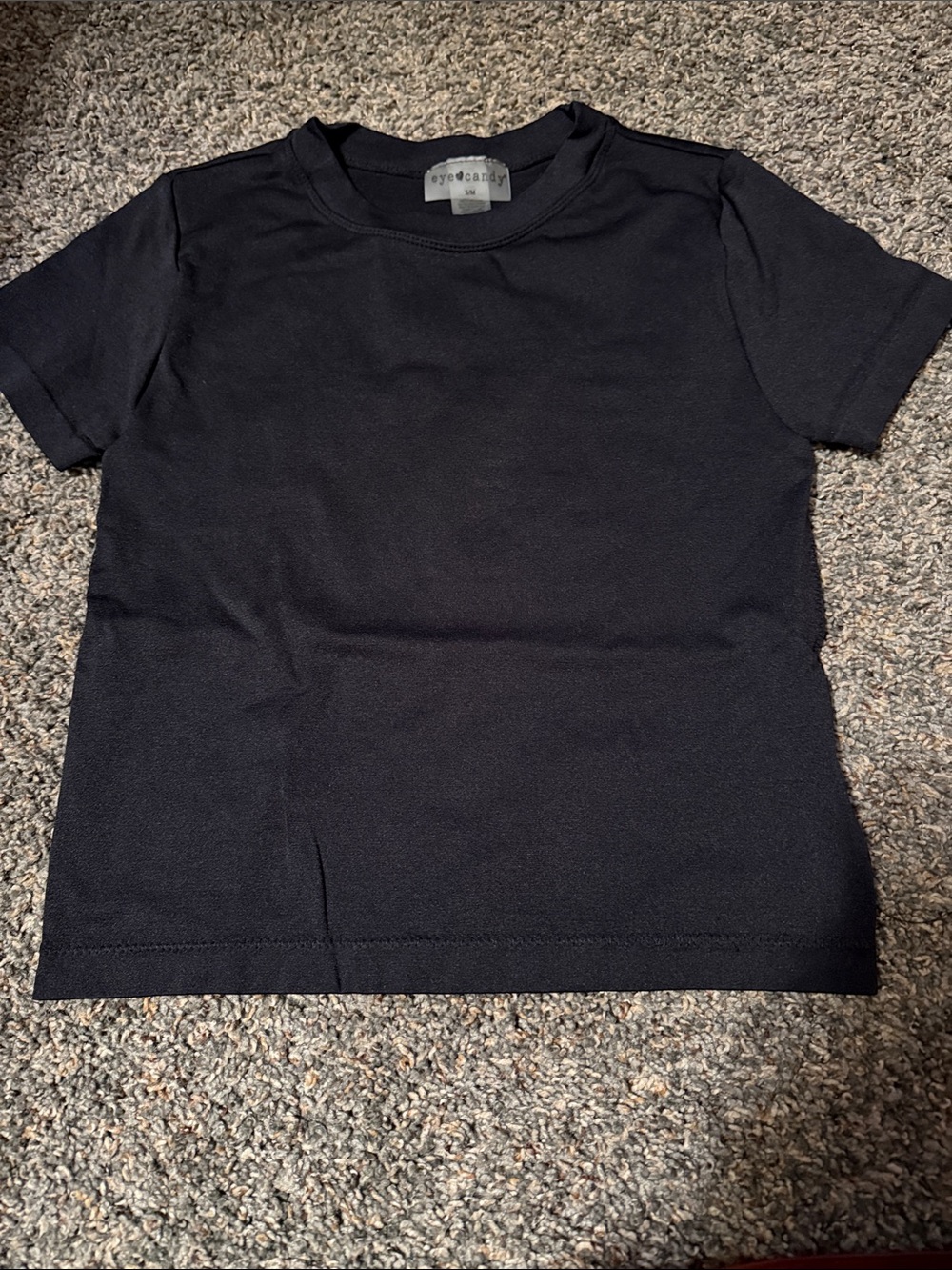 eye candy Black Cropped Crew Tee